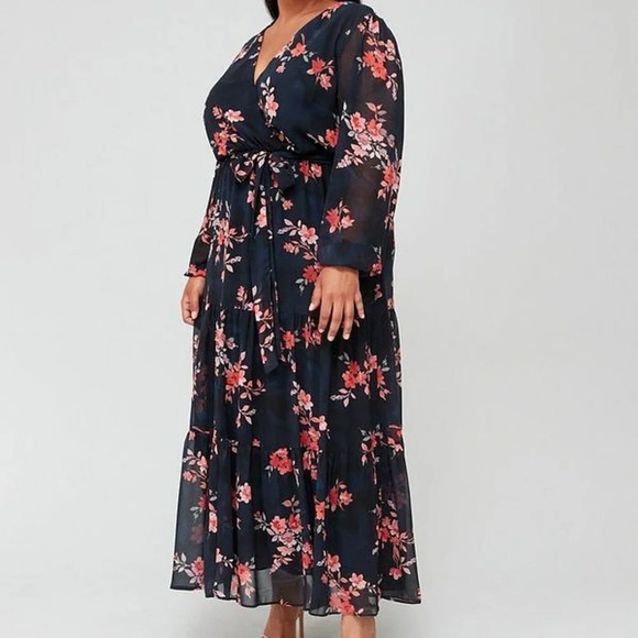 City Chic Alexandra Floral Tie Neck Dress Plus Size XL/22 NWT - Picture 4 of 4